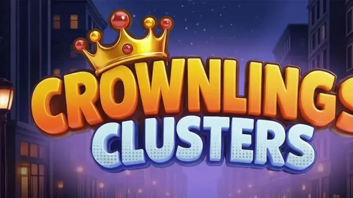 Tampilan visual slot Crownlings Clusters yang penuh warna dengan karakter blobby yang lucu.